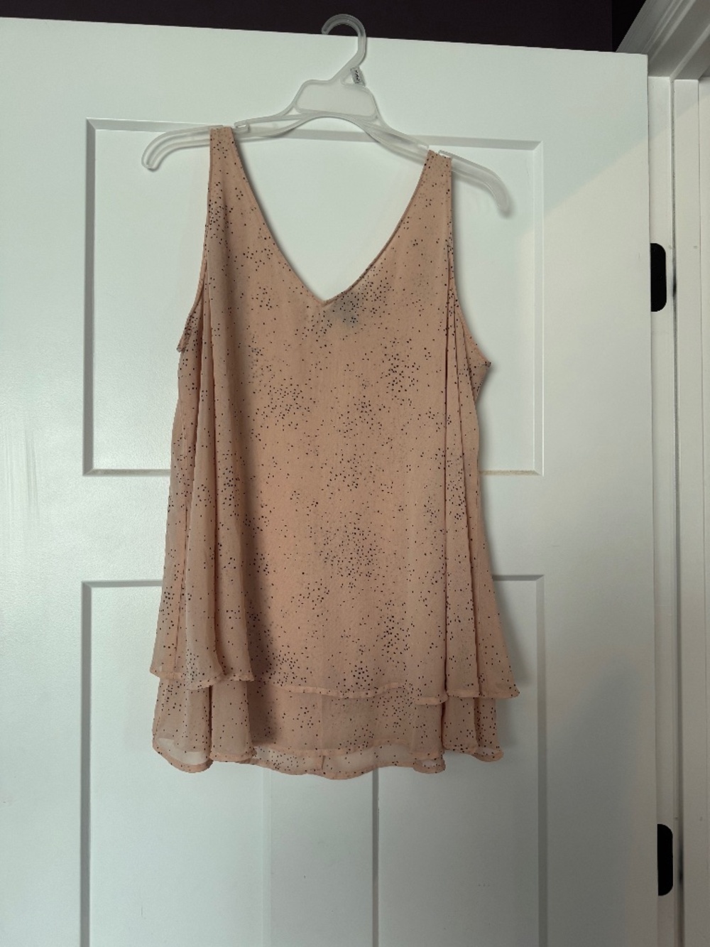 Lane Bryant Blush Pink Dotted Layered Chiffon Blouse Size 14